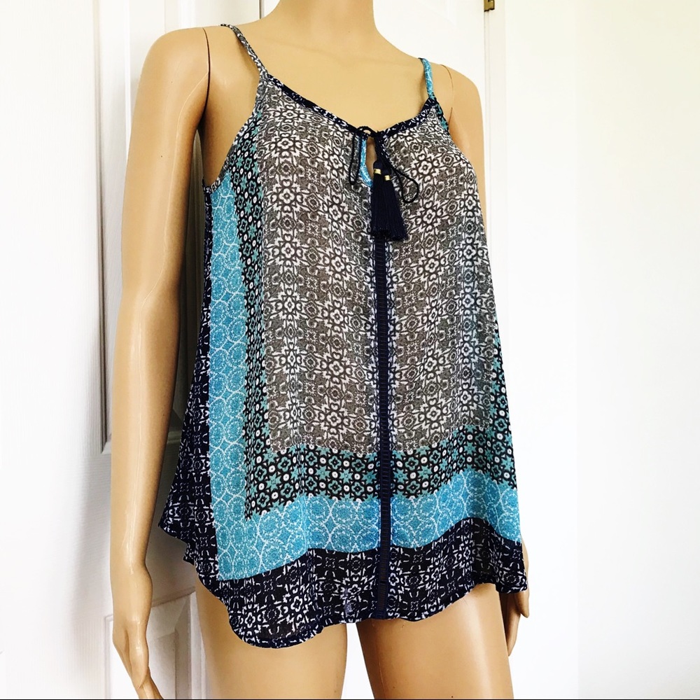 Knox Rose Spaghetti Strap Geometric Pattern Top XS